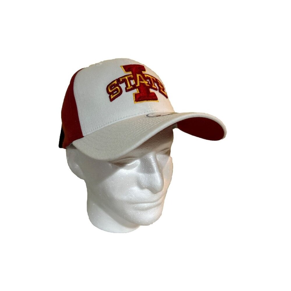 Iowa State Cyclones White Red ISU sewn Zephyr Stretch Fit Pinwheel Hat Adult M